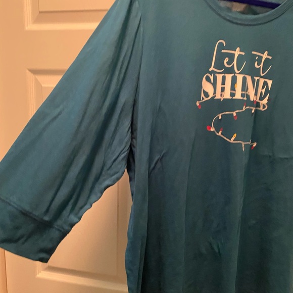 Catherines Teal 'Let it Shine' Christmas shirt 2X - Picture 3 of 8